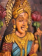 Wooden Hand Carved Painted Lakshmi Wall Panel (18x12)