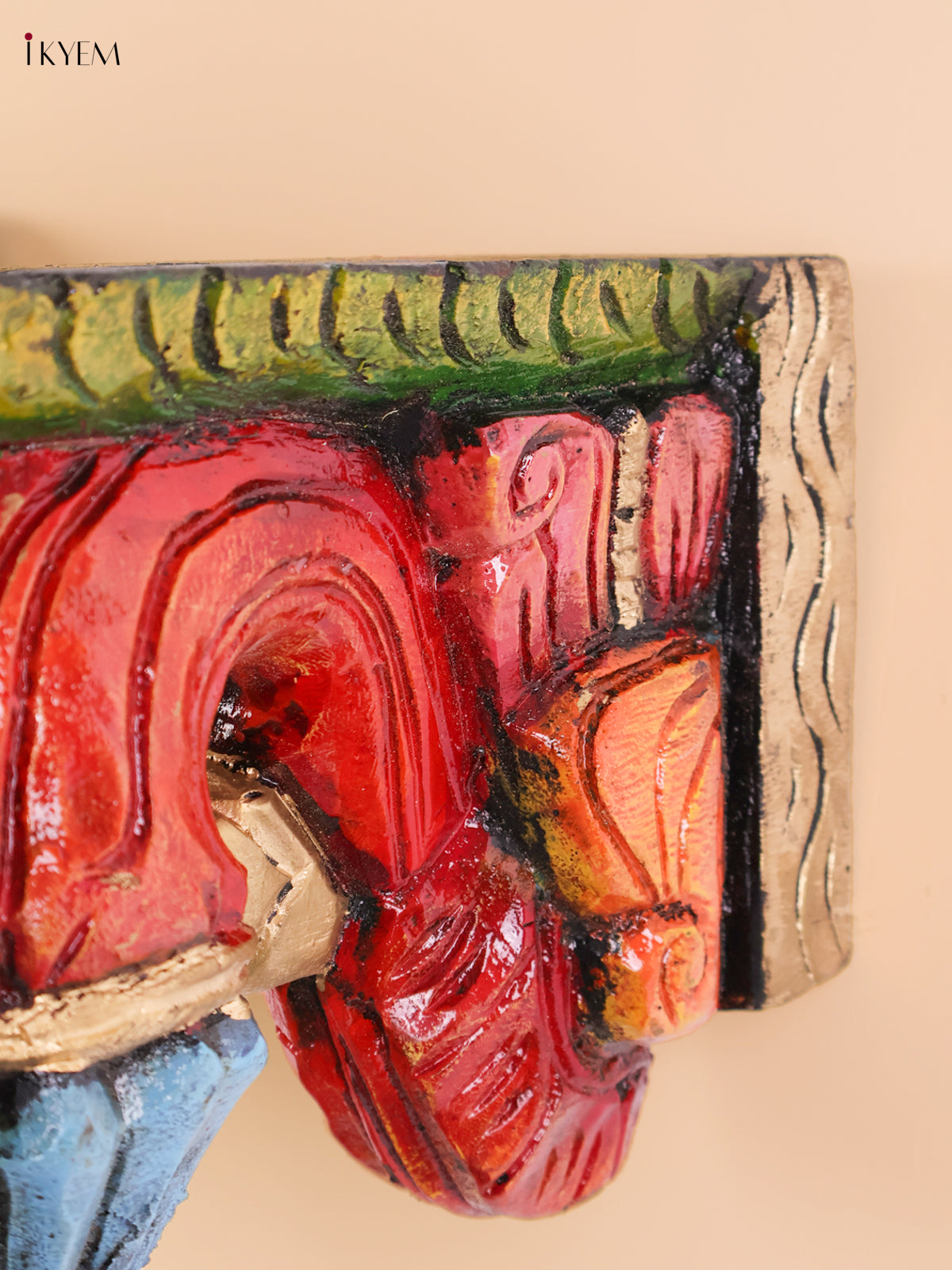 Wooden Hand Carved Painted Bodhil wall Bracket(10x12)