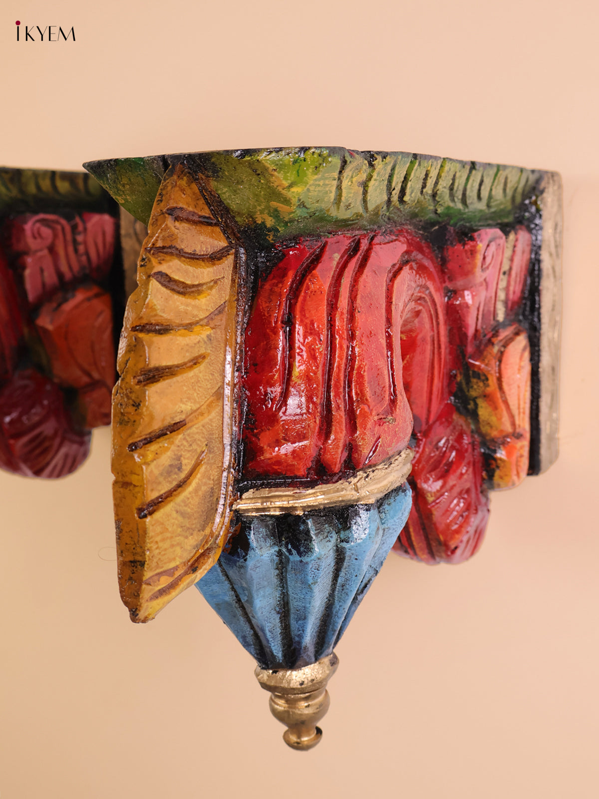Wooden Hand Carved Painted Bodhil wall Bracket(10x12)