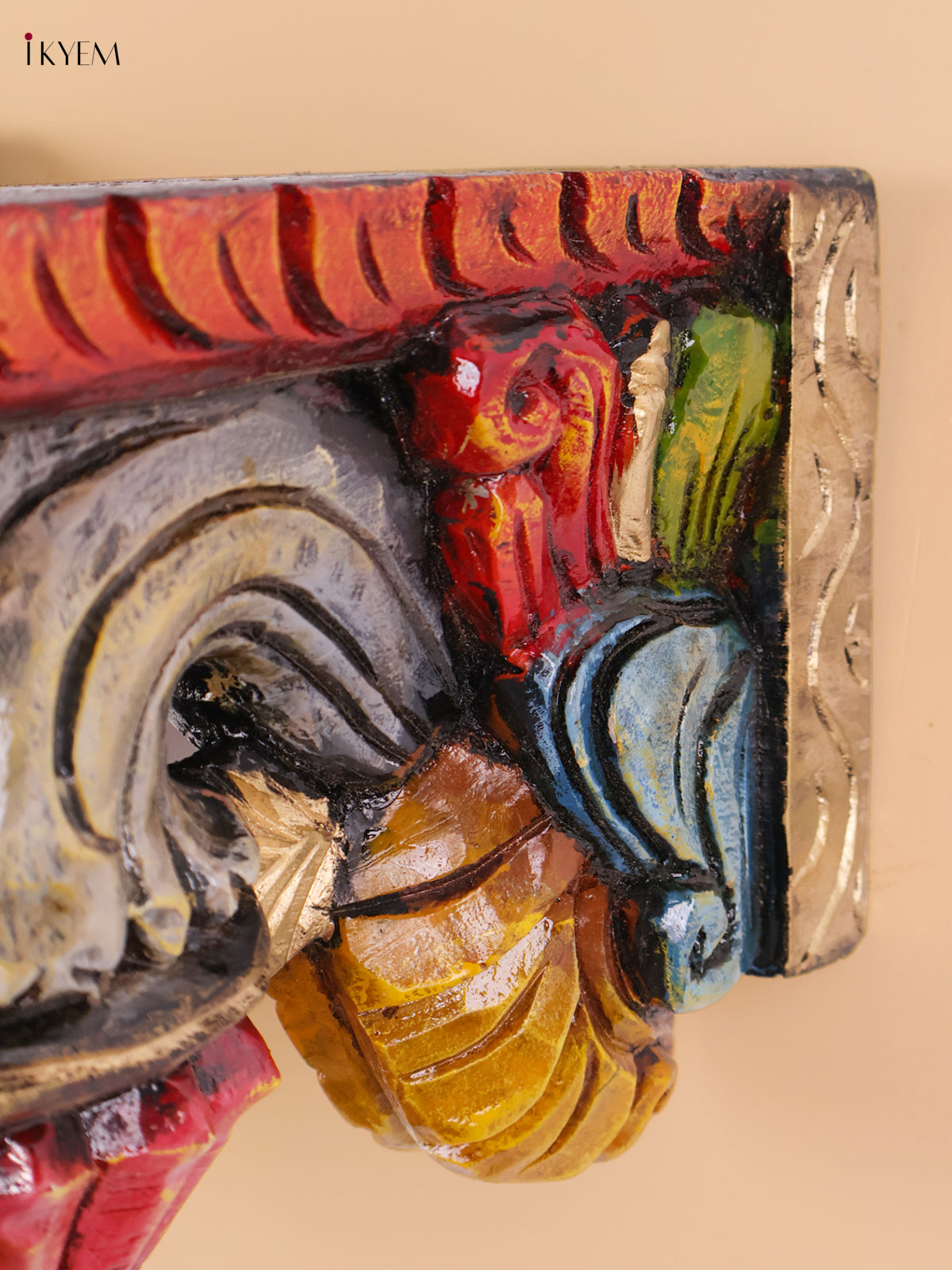 Wooden Hand Carved Painted Bodhil wall Bracket(10x12)