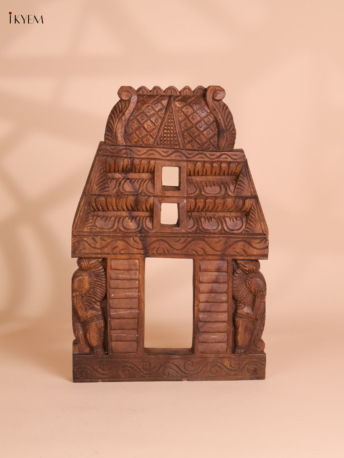 Wooden Hand Carved Yalli Gopuram (18x12)