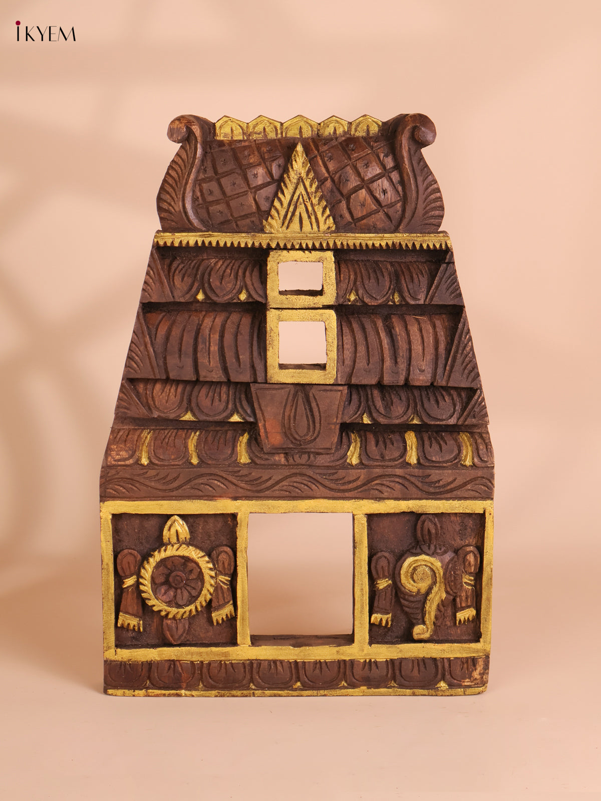 Wooden Hand Carved Shanku Chakram Gopuram (18x12)