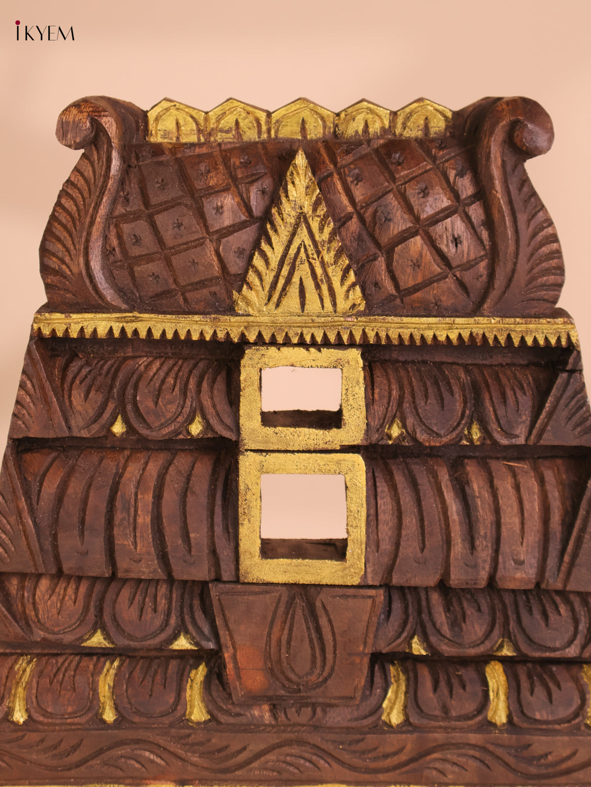 Wooden Hand Carved Shanku Chakram Gopuram (18x12)