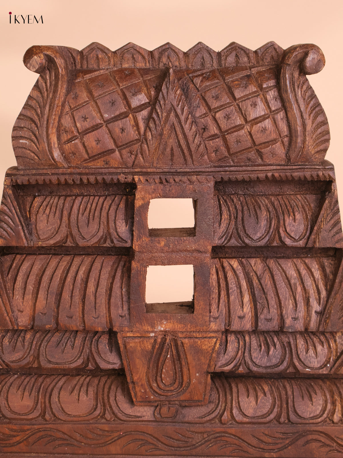 Wooden Hand Carved Shanku Chakram Gopuram (18x12)