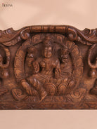 Wooden Hand Carved Gajalakshmi Panel(10x36)