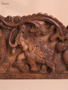 Wooden Hand Carved Gajalakshmi Panel(10x36)