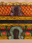 Wooden Hand Carved Painted Gopuram Panel (12x30)
