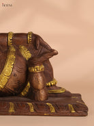 Wooden Hand Carved Sleeping Ganesha (8x14)