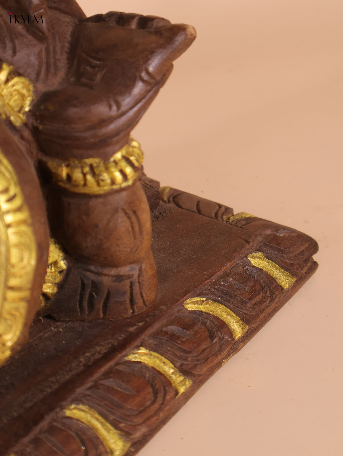 Wooden Hand Carved Sleeping Ganesha (8x14)