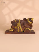Wooden Hand Carved Sleeping Ganesha (8x14)
