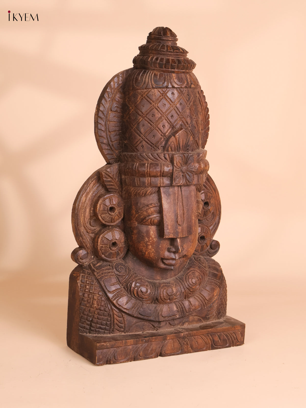 Wooden Hand Carved Painted Lord Balaji Heads(18x10)