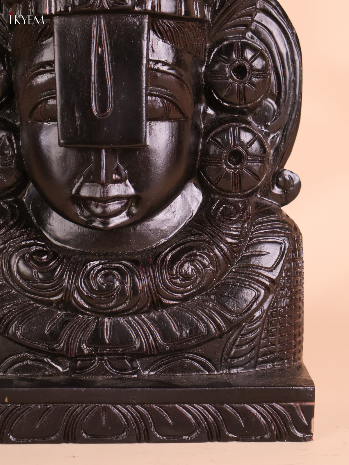 Wooden Hand Carved Painted Lord Balaji Heads Black(18x10)