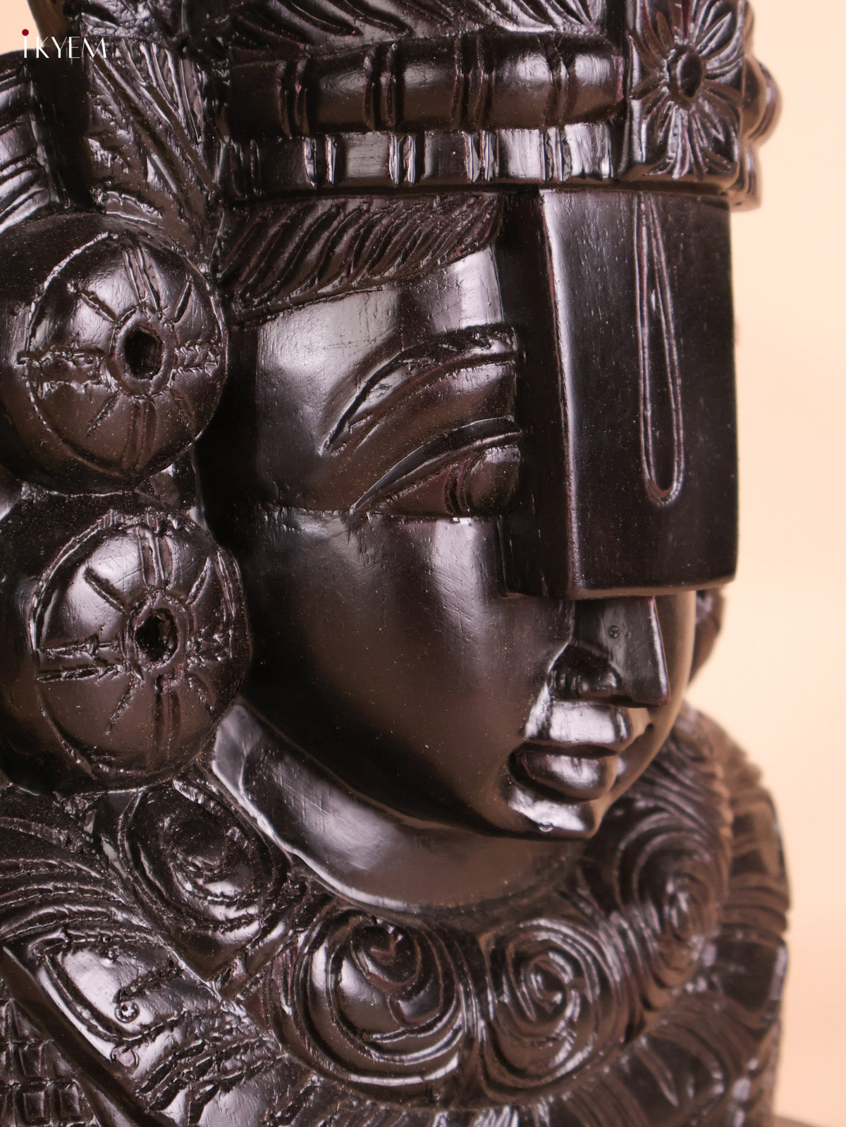 Wooden Hand Carved Painted Lord Balaji Heads Black(18x10)