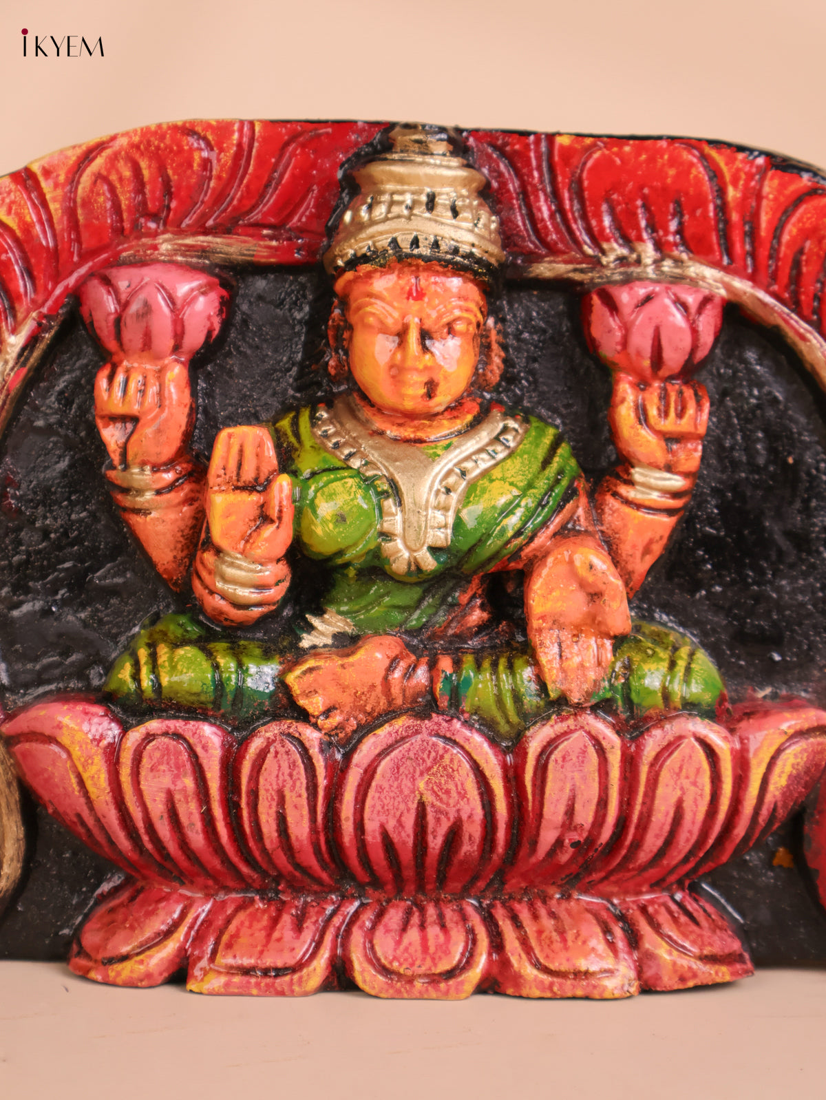 Wooden Hand Carved Painted Parrot Lakshmi (6x24)