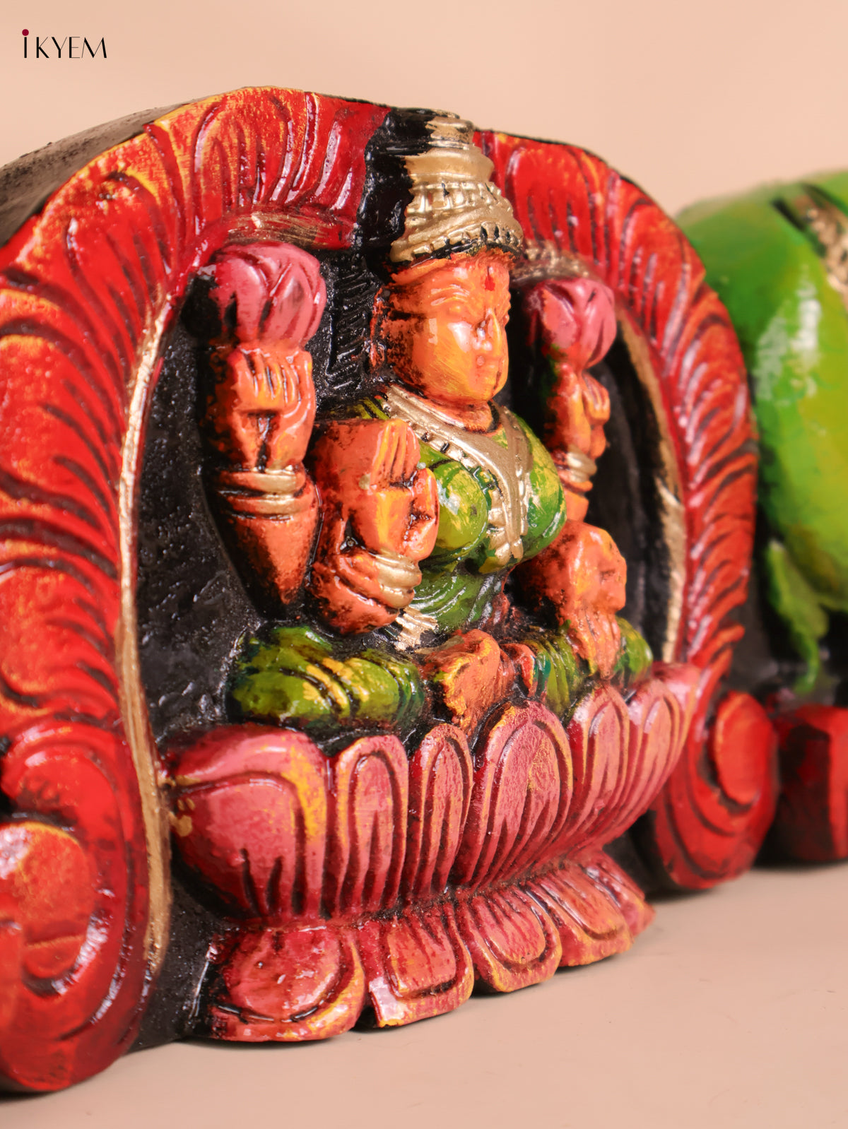 Wooden Hand Carved Painted Parrot Lakshmi (6x24)