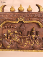 Wooden Hand Carved Maha Vishnu Panel (16x36)
