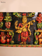 Wooden carved Ganesha Lakshmi Saraswathi Panel (10x48)