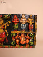 Wooden carved Ganesha Lakshmi Saraswathi Panel (10x48)