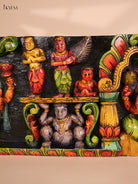 Wooden carved Ganesha Lakshmi Saraswathi Panel (10x48)
