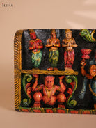 Wooden carved Ganesha Lakshmi Saraswathi Panel (10x48)