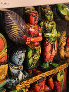 Wooden carved Ganesha Lakshmi Saraswathi Panel (10x48)