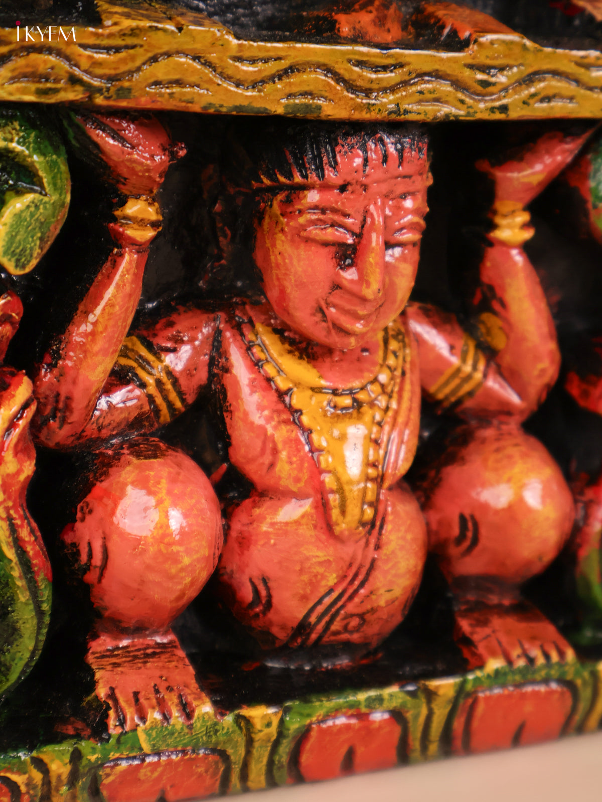 Wooden carved Ganesha Lakshmi Saraswathi Panel (10x48)