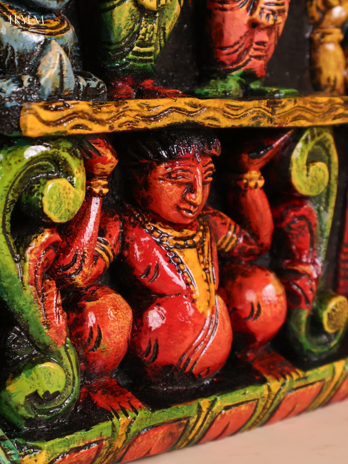 Wooden carved Ganesha Lakshmi Saraswathi Panel (10x48)