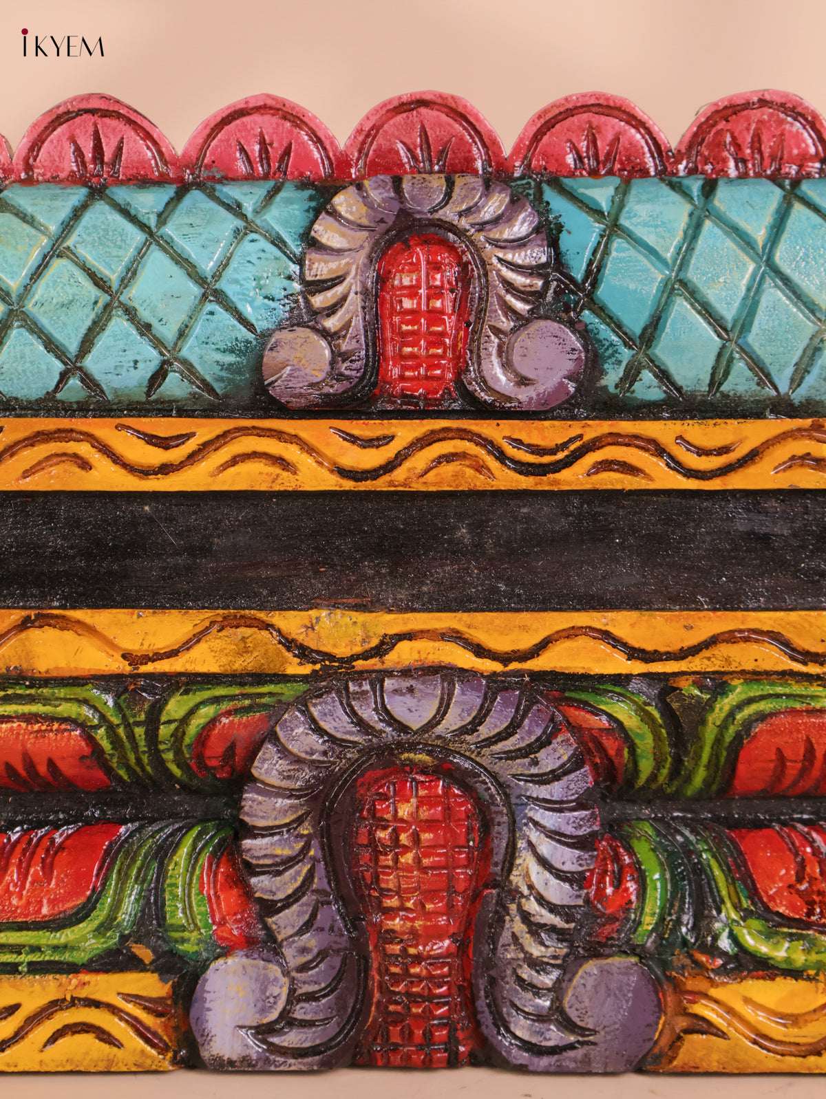 Wooden Hand Carved Gopuram Panel (10x36)