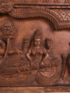Wooden Hand Carved Painted Maha Vishnu Panel(16x40)