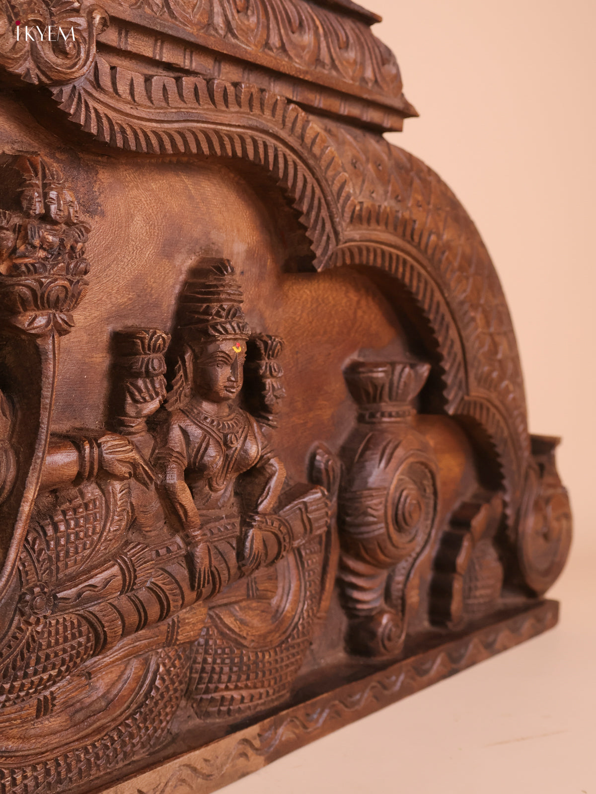 Wooden Hand Carved Painted Maha Vishnu Panel(16x40)