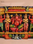 Wooden Hand Carved Painted Ganesha Pand (12x30)