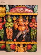 Wooden Hand Carved Painted Ganesha Pand (12x30)