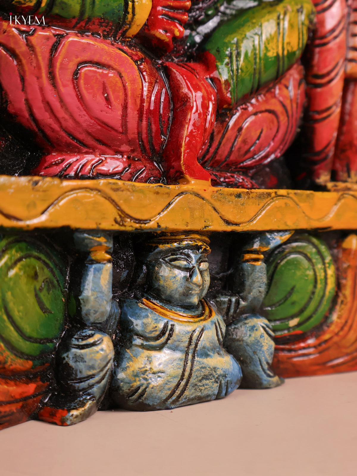 Wooden Hand Carved Painted Ganesha Pand (12x30)