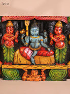 Wooden Hand Carved Painted Lord Shivan Panel (12x34)