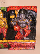 Wooden Hand Carved Painted Lord Shivan Panel (12x34)