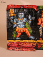 Wooden Hand Carved Painted Lord Shivan Panel (12x34)