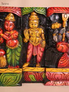 Wooden Hand Carved Painted Lord Shivan Panel (12x34)