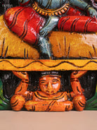 Wooden Hand Carved Painted Lord Shivan Panel (12x34)