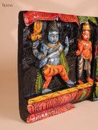 Wooden Hand Carved Painted Lord Shivan Panel (12x34)