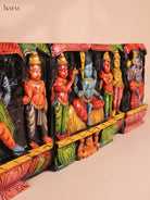 Wooden Hand Carved Painted Lord Shivan Panel (12x34)