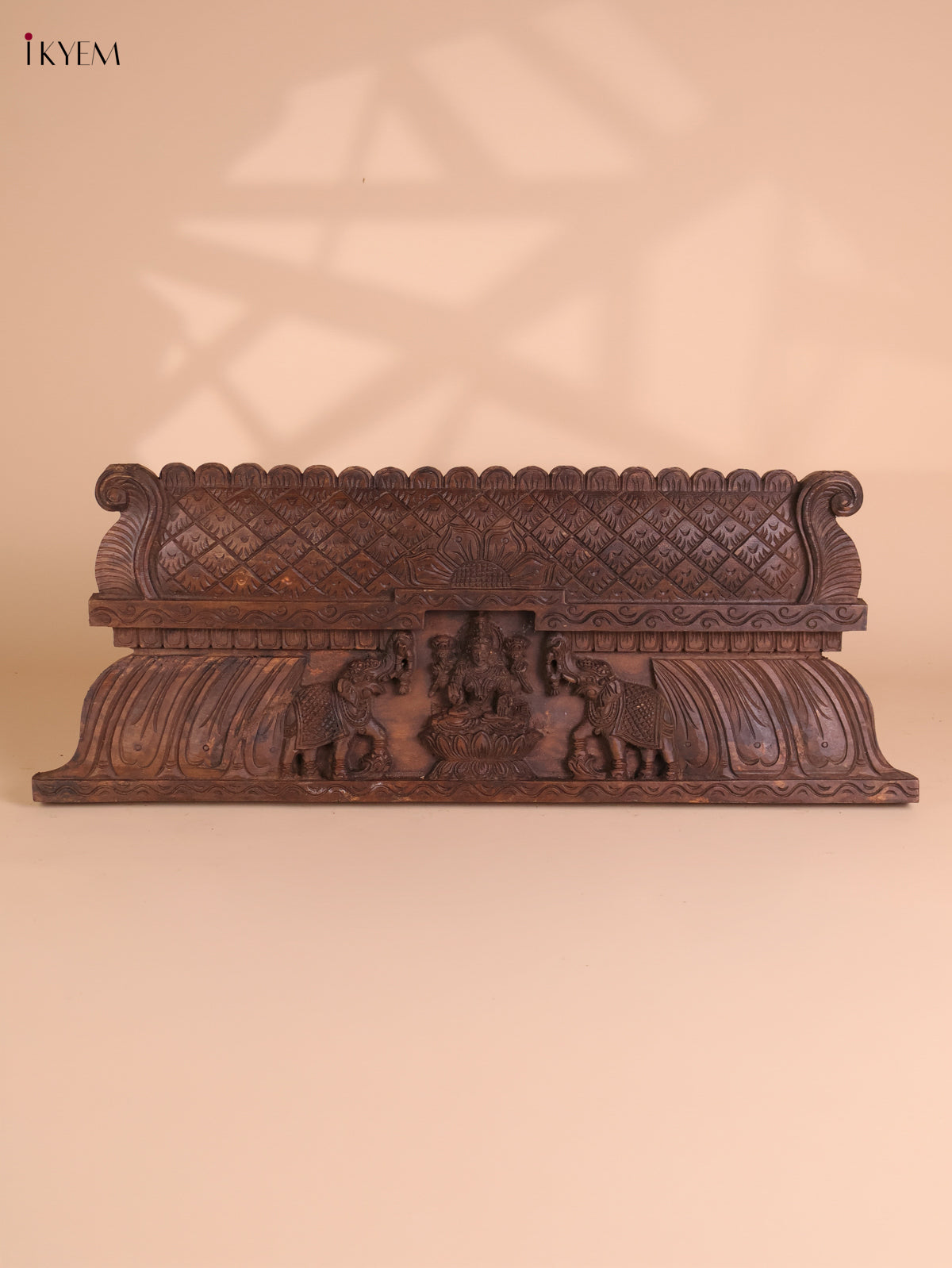 Wooden Hand Carved Gaja Lakshmi Gopuram (12x30)
