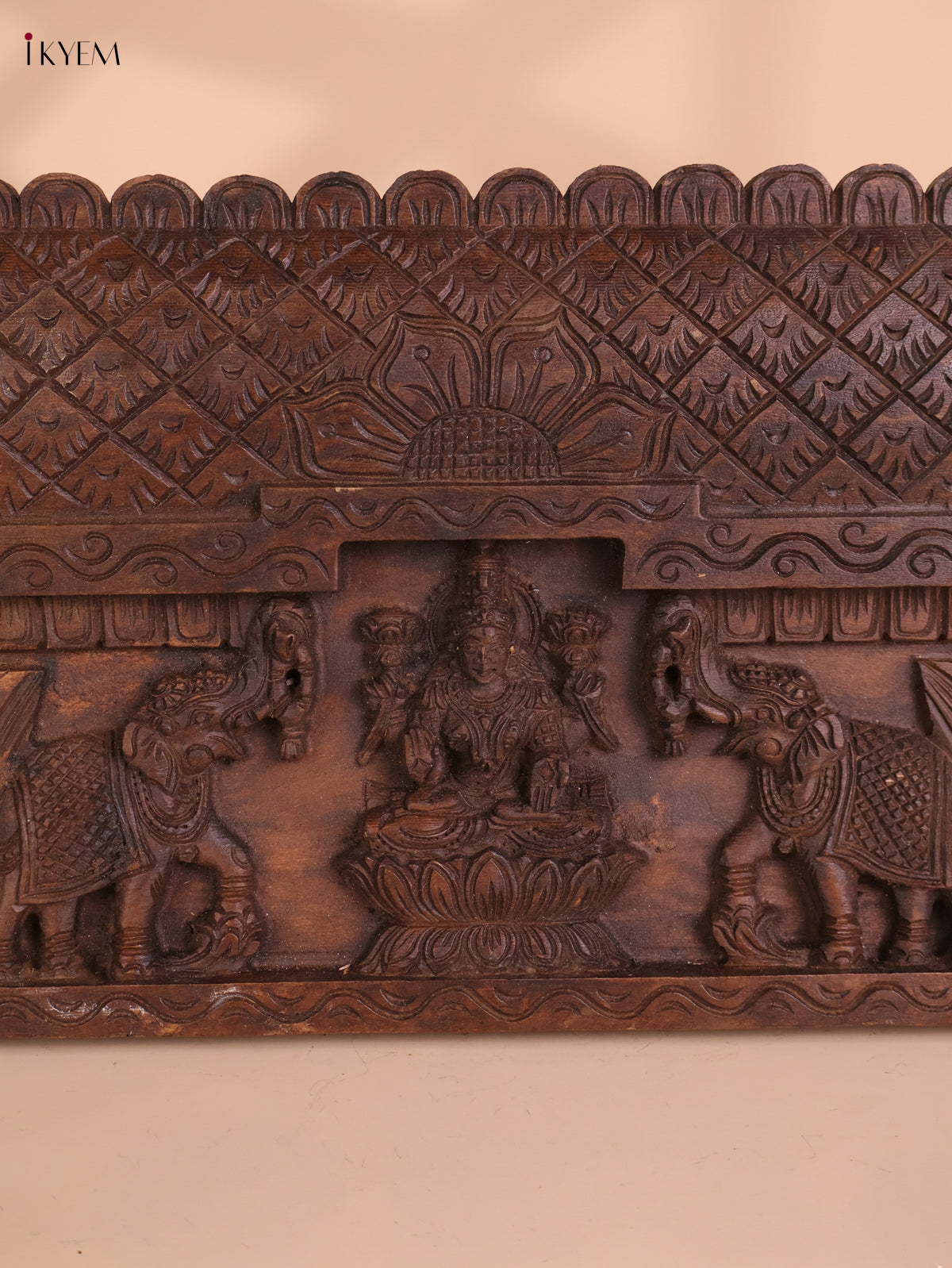 Wooden Hand Carved Gaja Lakshmi Gopuram (12x30)