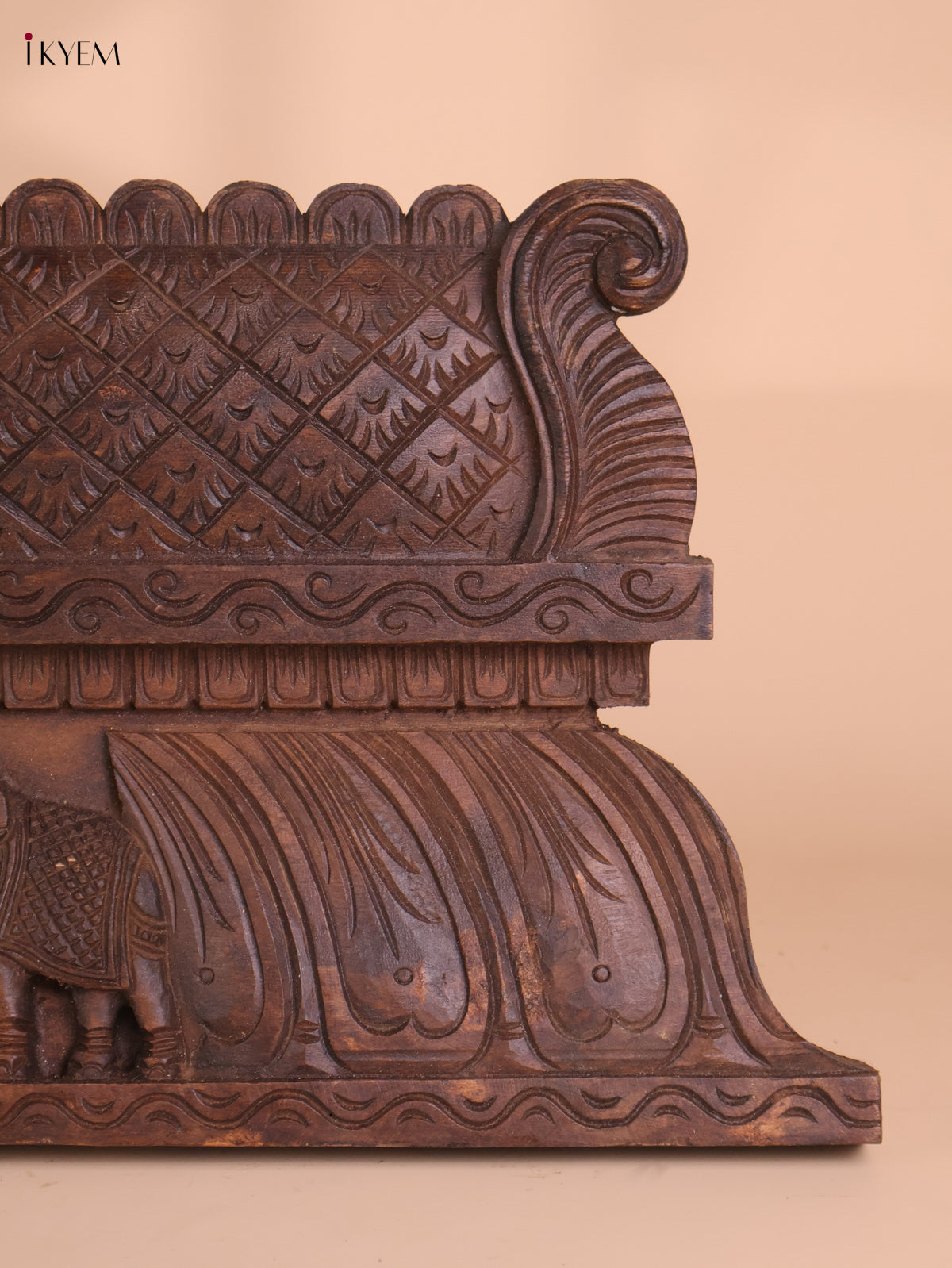 Wooden Hand Carved Gaja Lakshmi Gopuram (12x30)