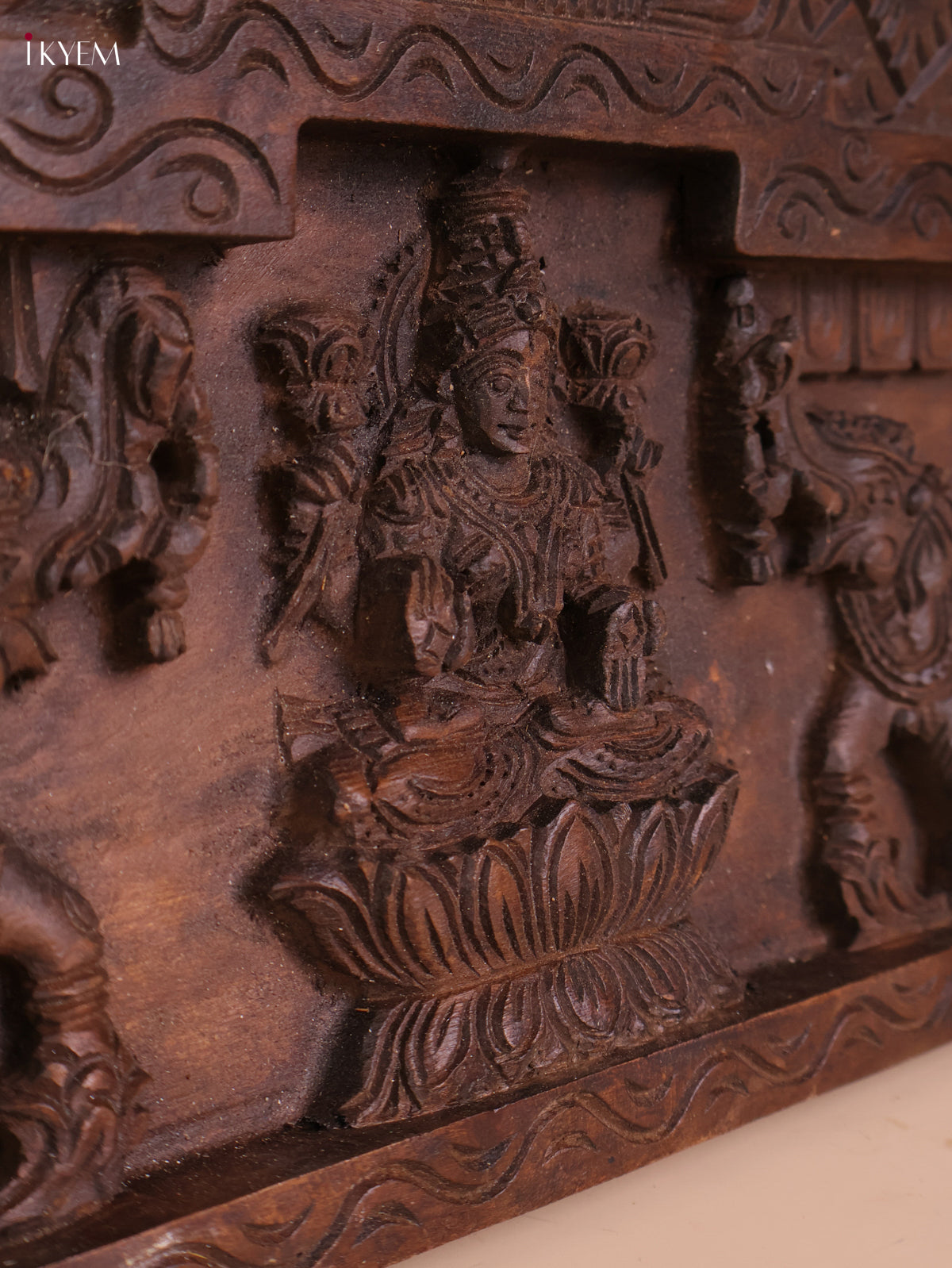 Wooden Hand Carved Gaja Lakshmi Gopuram (12x30)