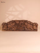 Wooden Hand Carved Gaja Lakshmi Gopuram Panel(12x36)