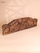 Wooden Hand Carved Gaja Lakshmi Gopuram Panel(12x36)