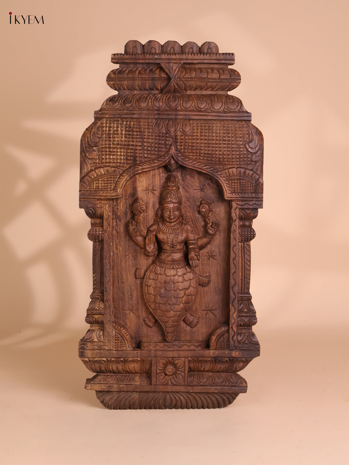 Wooden Hand Carved Kurma Avataram Panel (24x12)