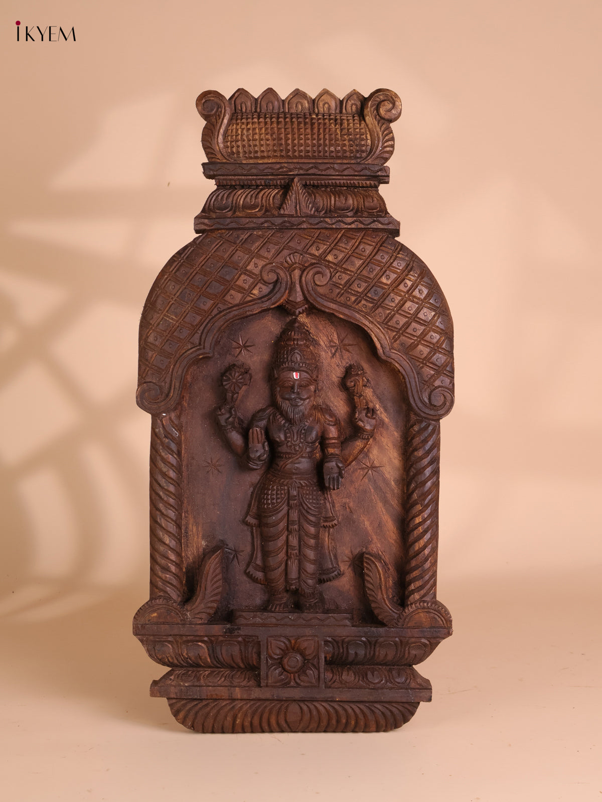 Wooden Hand Carved Narasimma Avataram Panel (24x12)