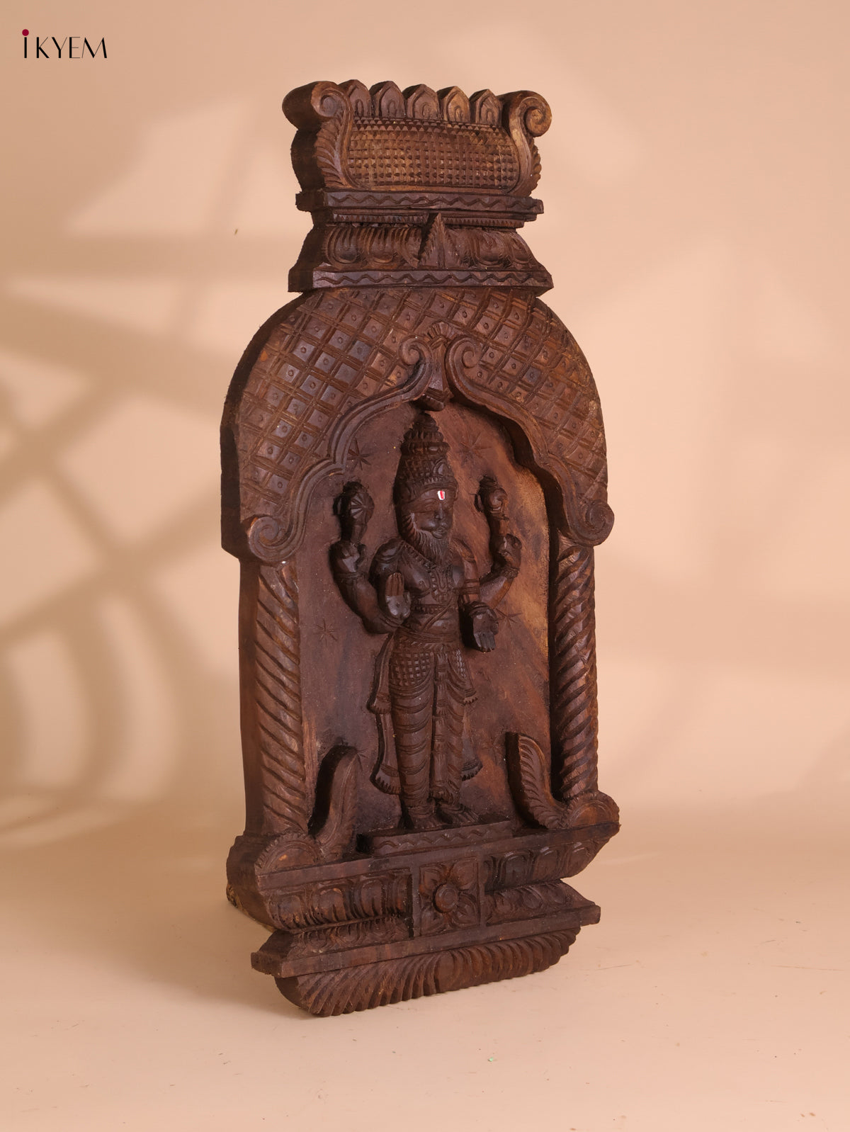 Wooden Hand Carved Narasimma Avataram Panel (24x12)