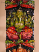Wooden Hand Carved Painted Ganesha Vertical (33x6)